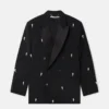 Blazer oversize à double boutonnage et broderies de perles Blazer oversize à double boutonnage et broderies de perles