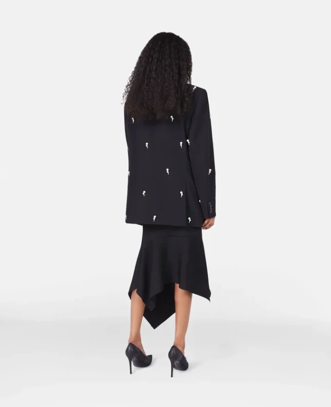 Blazer oversize à double boutonnage et broderies de perles Blazer oversize à double boutonnage et broderies de perles