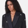 Blazer oversize à double boutonnage et broderies de perles Blazer oversize à double boutonnage et broderies de perles