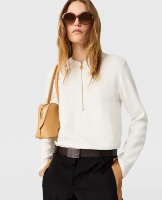 Blouse Arlesa à double ourlet fendu et fermeture éclair