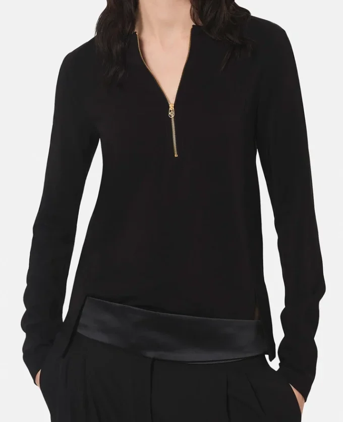 Blouse Arlesa à double ourlet fendu et fermeture éclair