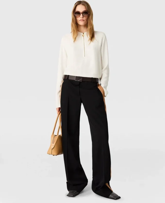 Blouse Arlesa à double ourlet fendu et fermeture éclair Blouse Arlesa à double ourlet fendu et fermeture éclair