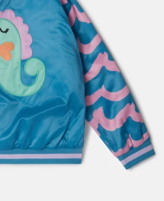 Blouson aviateur en satin brodé d&rsquo;un hippocampe