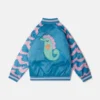 Blouson aviateur en satin brodé d&rsquo;un hippocampe