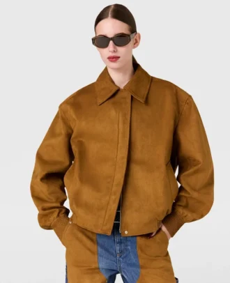 Blouson bomber à col carré