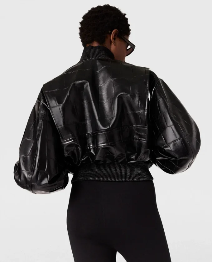 Blouson bomber court à motif crocodile Blouson bomber court à motif crocodile