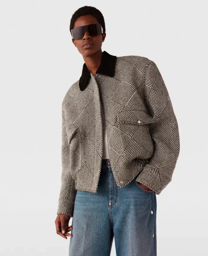 Blouson bomber oversize en tweed Blouson bomber oversize en tweed