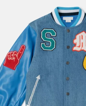 Blouson bomber universitaire brodé aux initiales de la marque