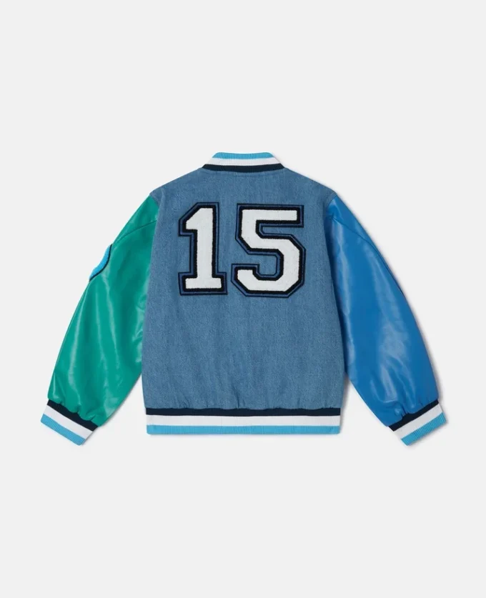 Blouson bomber universitaire brodé aux initiales de la marque
