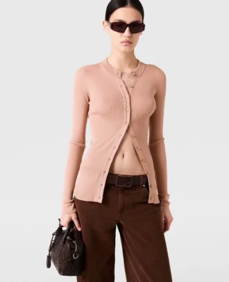 Cardigan à col rond en maille légère