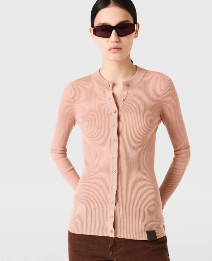 Cardigan à col rond en maille légère Cardigan à col rond en maille légère