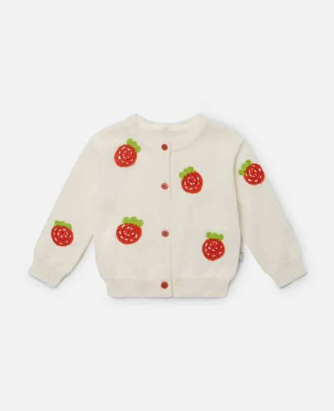 Cardigan crocheté à motif fraise Cardigan crocheté à motif fraise