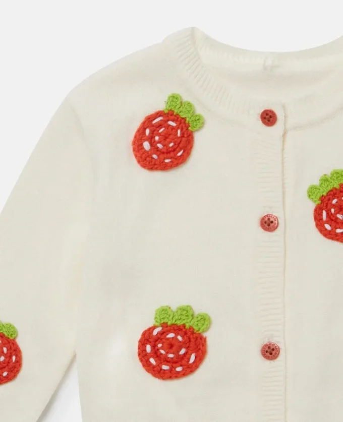 Cardigan crocheté à motif fraise Cardigan crocheté à motif fraise