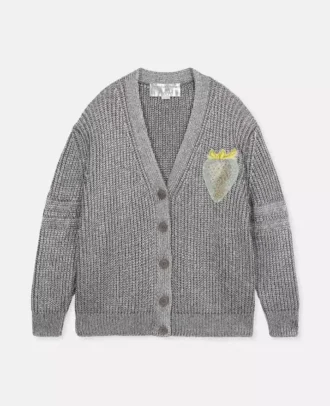 Cardigan en coton biologique avec appliqué fraise