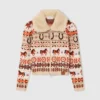 Cardigan en laine à col en peluche Fair Isle Cardigan en laine à col en peluche Fair Isle