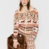 Cardigan en laine à col en peluche Fair Isle Cardigan en laine à col en peluche Fair Isle