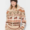 Cardigan en laine à col en peluche Fair Isle Cardigan en laine à col en peluche Fair Isle