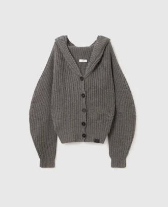 Cardigan épais à capuche et côtes