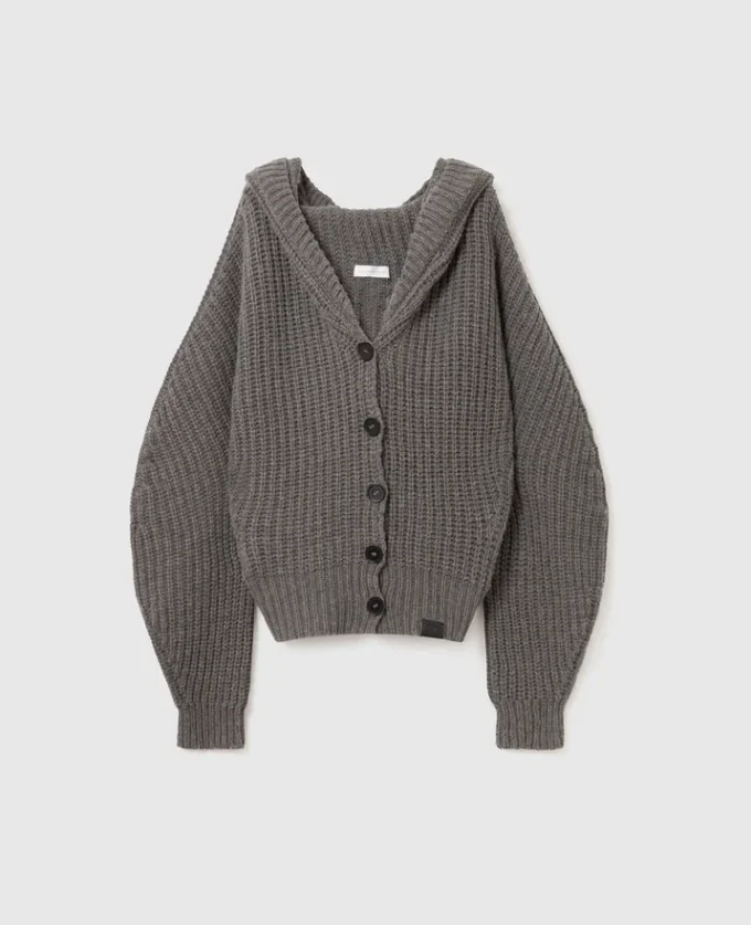 Cardigan épais à capuche et côtes Cardigan épais à capuche et côtes