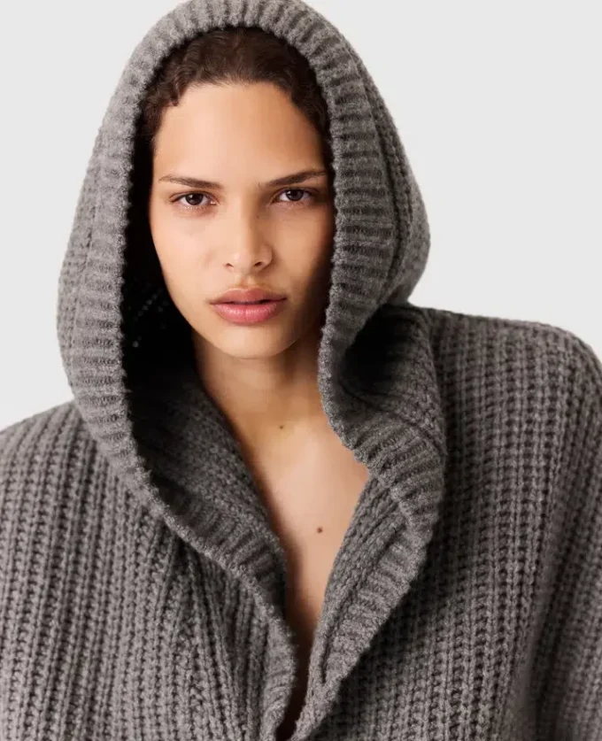 Cardigan épais à capuche et côtes Cardigan épais à capuche et côtes