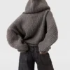 Cardigan épais à capuche et côtes Cardigan épais à capuche et côtes