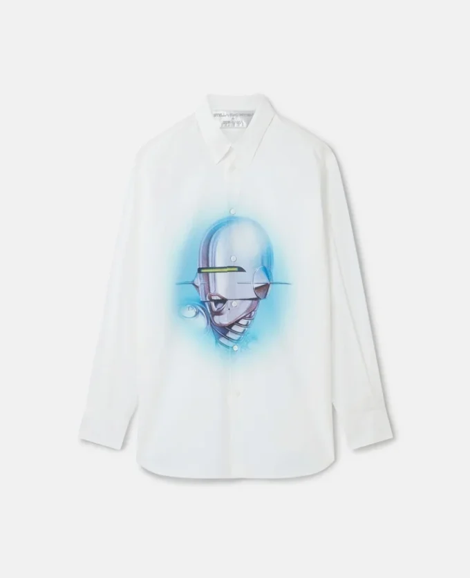 Chemise boyfriend en coton biologique imprimé Sexy Robot