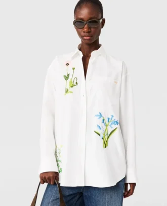 Chemise brodée à fleurs