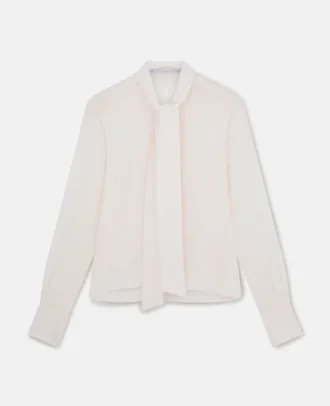 Chemise en crêpe de Chine de soie à nœud lavallière