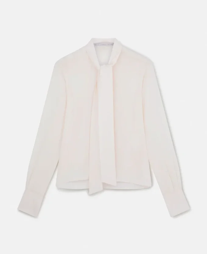 Chemise en crêpe de Chine de soie à nœud lavallière Chemise en crêpe de Chine de soie à nœud lavallière