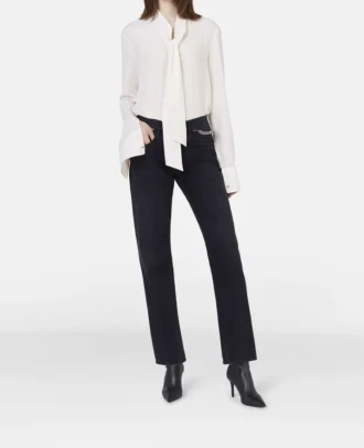 Chemise en crêpe de Chine de soie à nœud lavallière