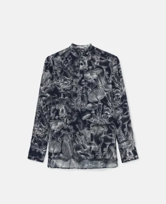 Chemise en soie imprimé forêt de champignons