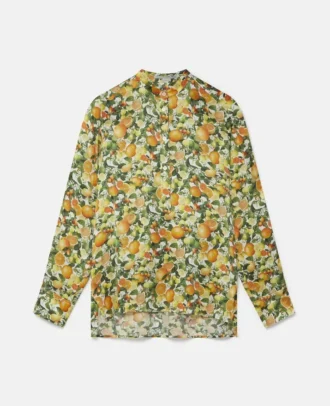 Chemise en soie imprimée citron