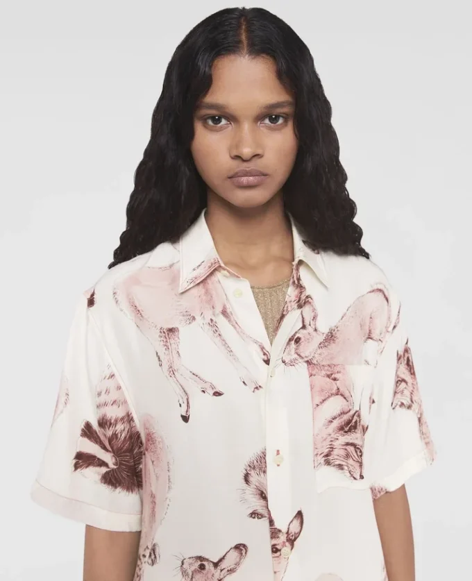 Chemise en soie imprimée Rewild Fauna