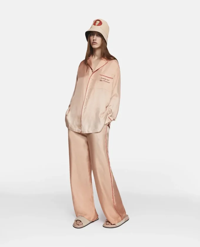 Chemise en twill de soie imprimée Twins I
