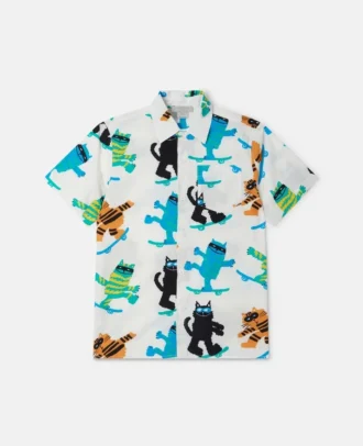 Chemise à manches courtes imprimée chats
