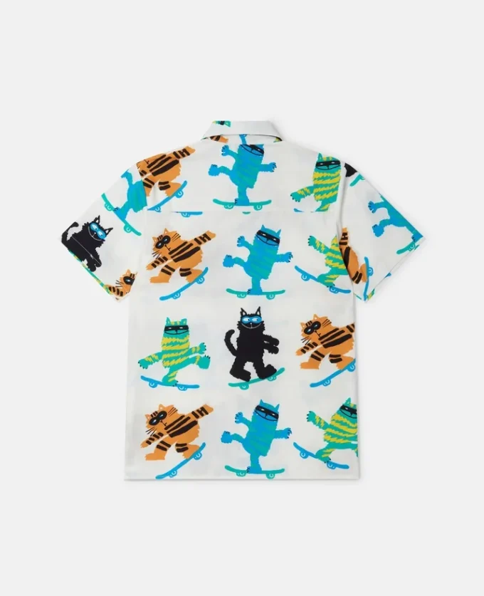 Chemise à manches courtes imprimée chats Chemise à manches courtes imprimée chats