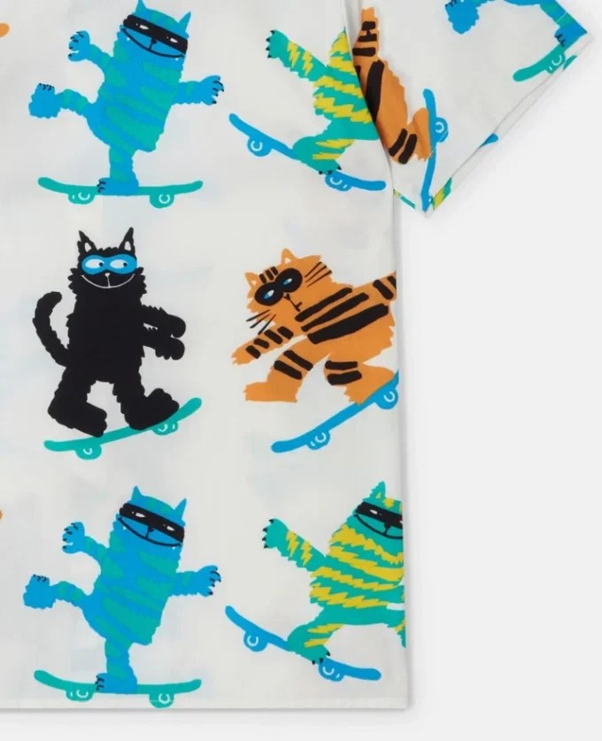 Chemise à manches courtes imprimée chats Chemise à manches courtes imprimée chats