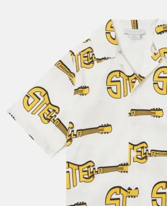 Chemise à manches courtes imprimée guitare