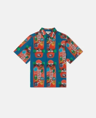 Chemise à manches courtes imprimée skateboard