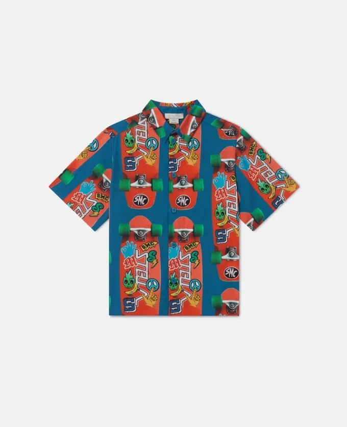 Chemise à manches courtes imprimée skateboard