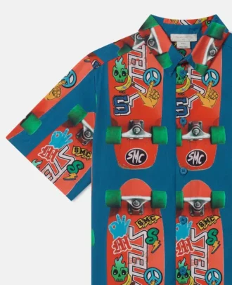 Chemise à manches courtes imprimée skateboard