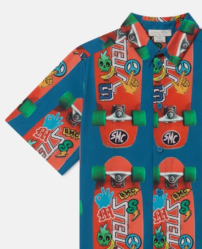 Chemise à manches courtes imprimée skateboard