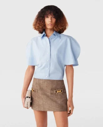 Chemise à manches courtes évasées
