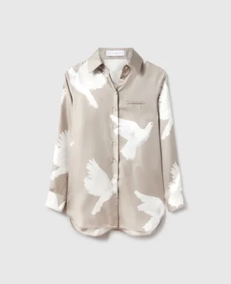 Chemise oversize à imprimé colombes