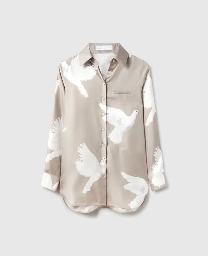 Chemise oversize à imprimé colombes