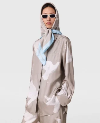 Chemise oversize à imprimé colombes