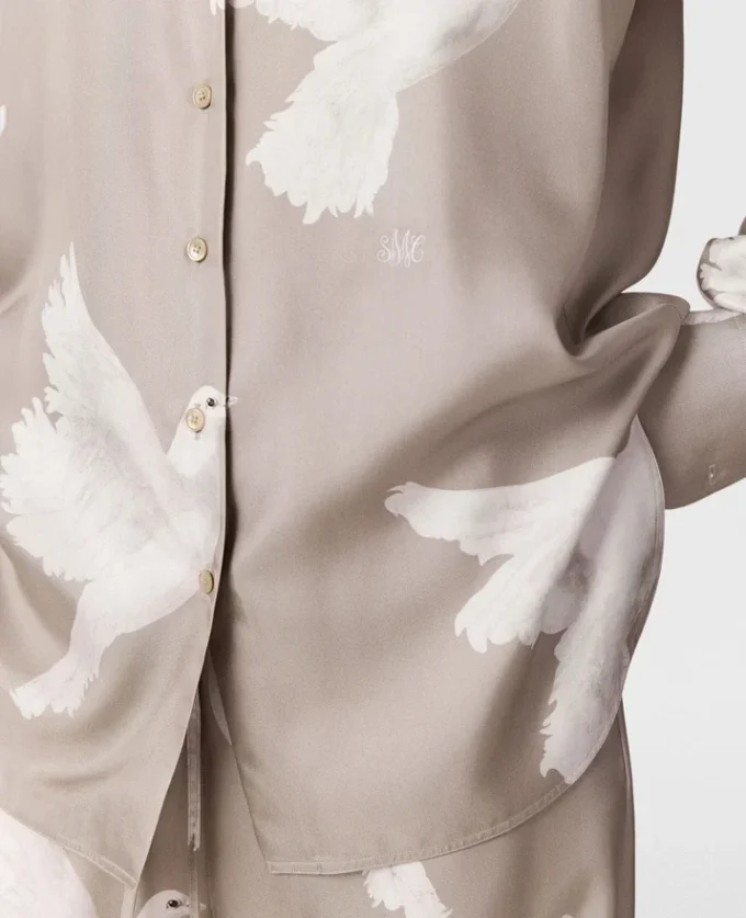 Chemise oversize à imprimé colombes