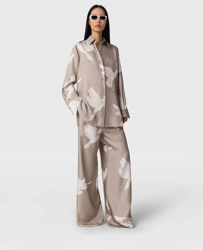 Chemise oversize à imprimé colombes