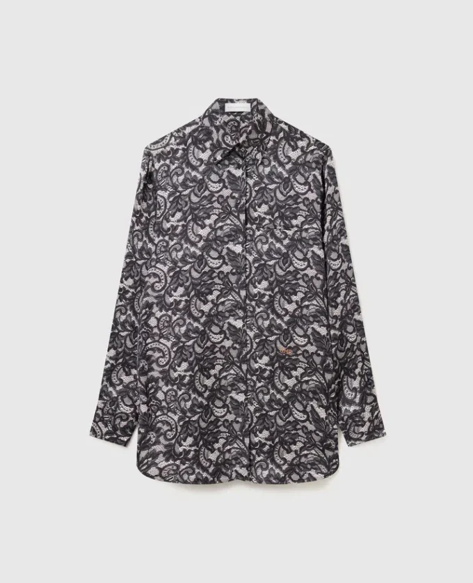 Chemise oversize à imprimé dentelle Chemise oversize à imprimé dentelle