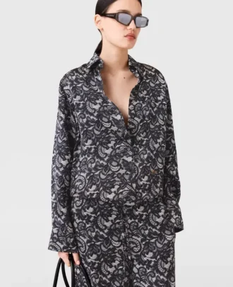 Chemise oversize à imprimé dentelle